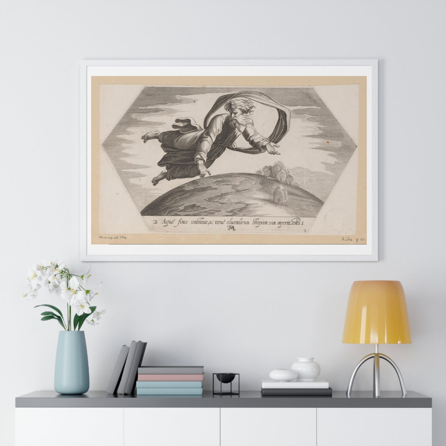 God Scheidt de Wateren (1626) by Francesco Villamena and Rafaël, from the Original, Framed Art Print