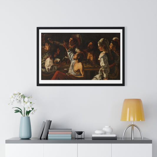 Card and Backgammon Players by Michelangelo Merisi Da Caravaggio, from the Original, Framed Print