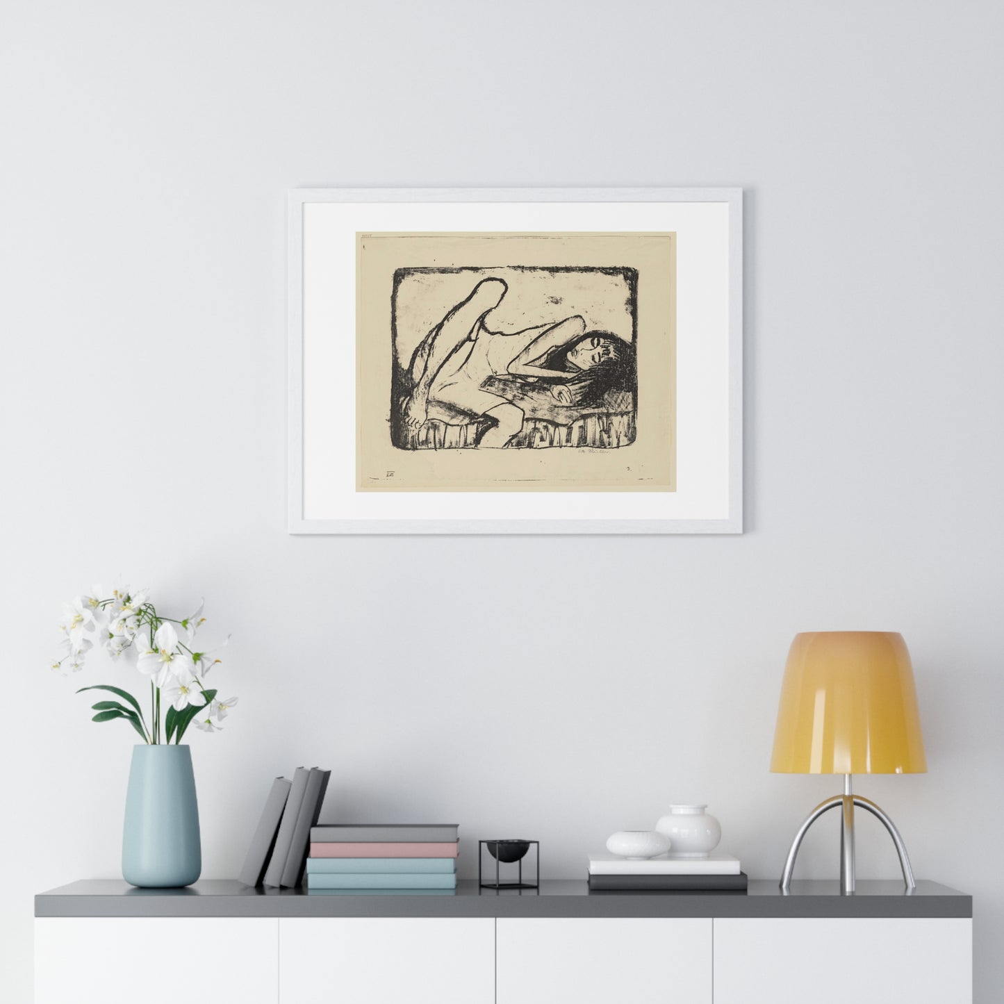 Mädchen auf der Liege II (1919) by Otto Mueller, from the Original, Framed Print