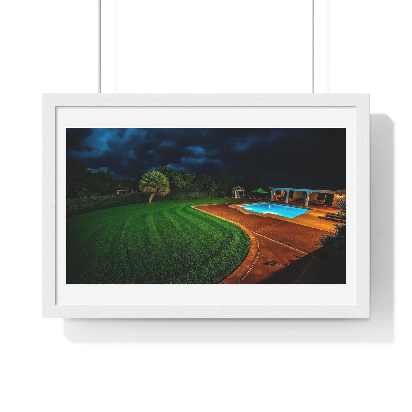 Dystopian Pool Scene II Photorealistic Art Style 'Designed by AI' Framed Print