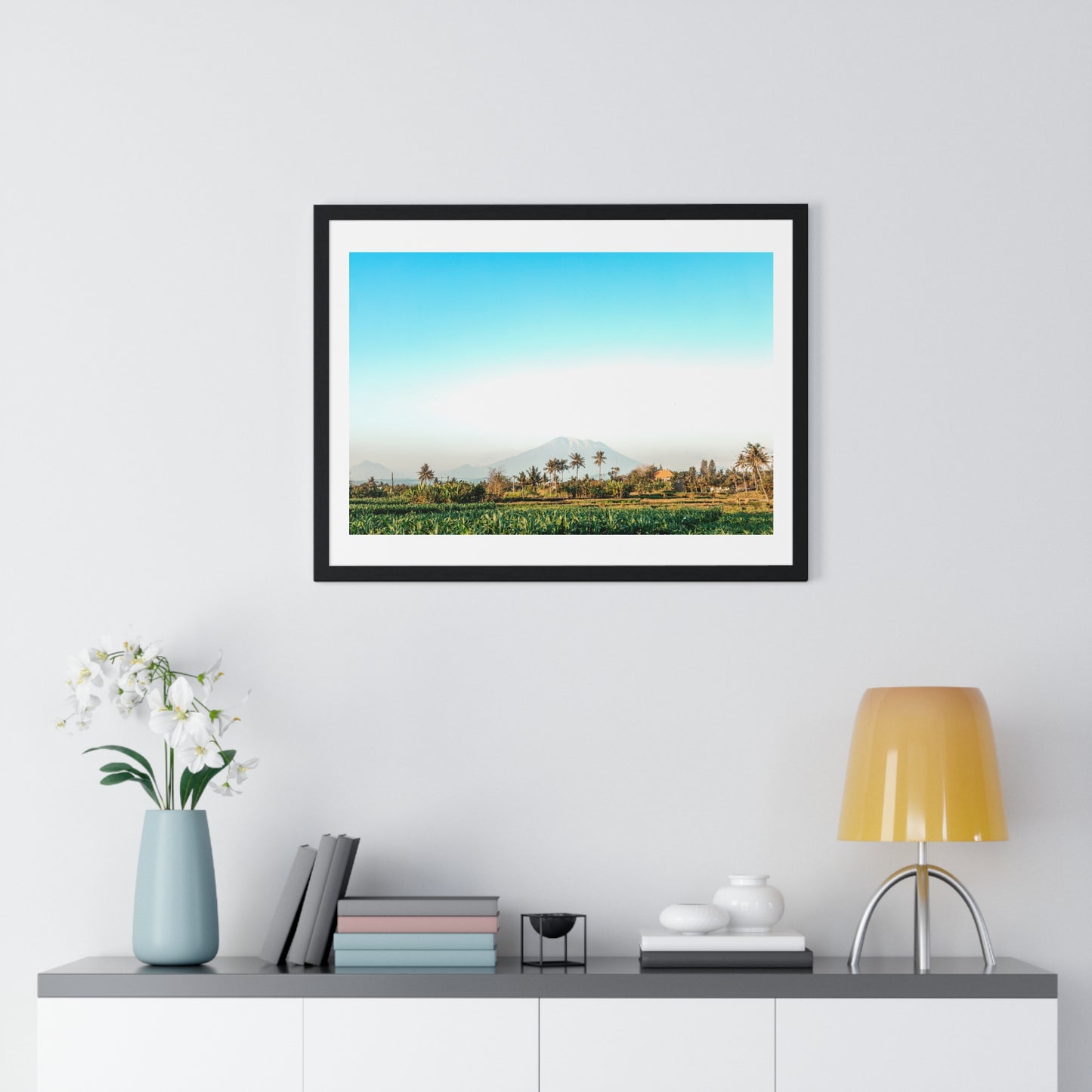 Holy Volcano Agung, Bali Island, Indonesia, Photographer Unknown, from the Original, Framed Print