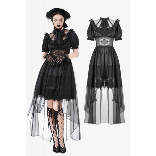 Dark in Love Ebon Rose High-Low Mesh and Lace Goth Dress