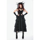 Dark in Love Gothic Satin Lace Tiered Dress