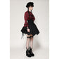 Dark in Love Vampiretta Red Distressed-Effect Frilly Blouse