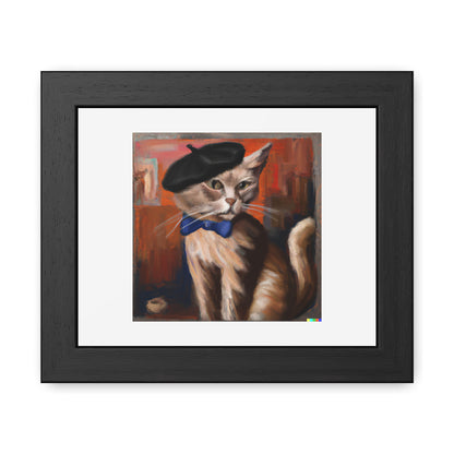 Cat As The Artist Digital Art 'Designed by AI' Poster encadré en bois en papier mat classique