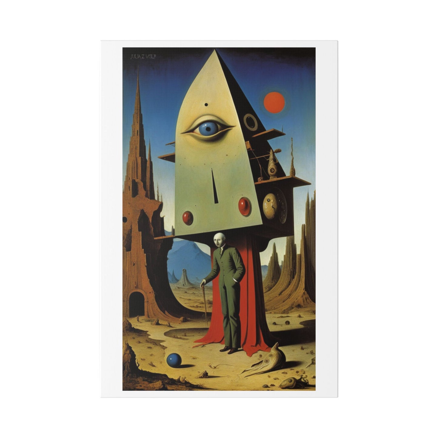 Man at the Watchtower, Surrealist Art Style 'Designed by AI' Canvas Art Print