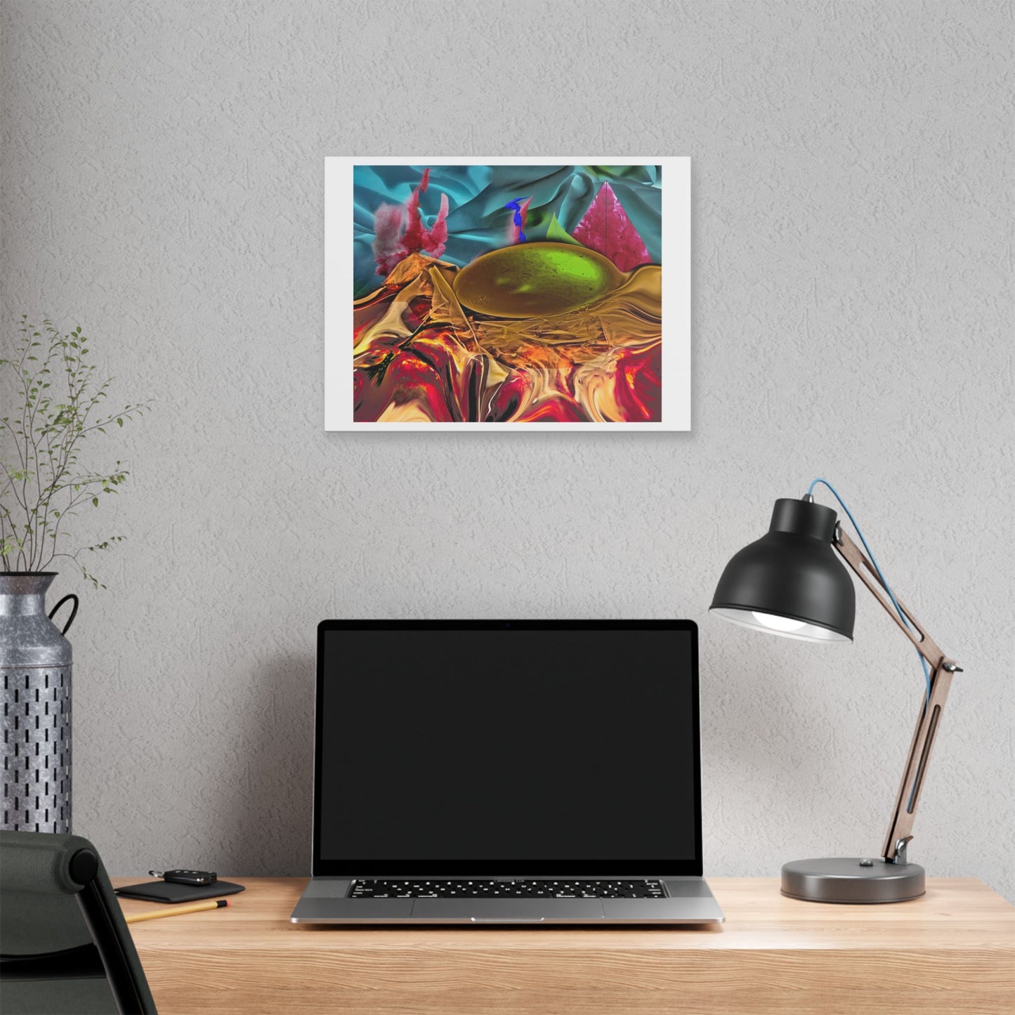 Digital Pastiche Abstract Art 'Designed by AI' Satin Canvas Print