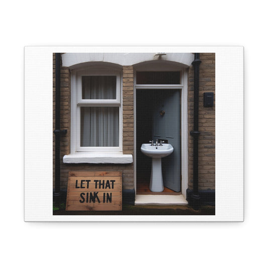 Let That Sink In, Absurdist Art 'Designed by AI' Print on Canvas