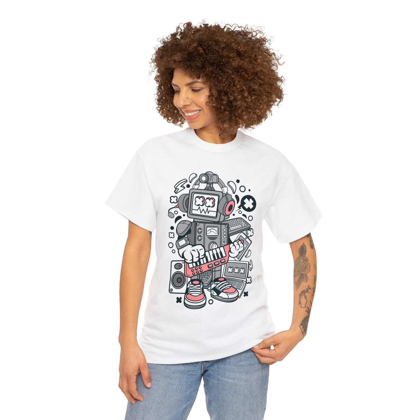 Robot Music Machine Cartoon T-Shirt