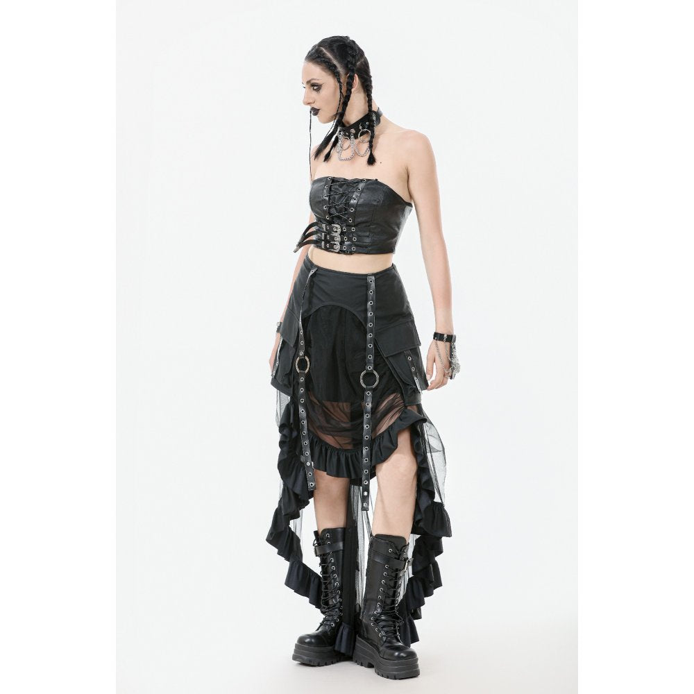 Dark in Love Ravena Buckled Faux Leather Corset Top