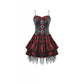 Dark in Love Red-Black Plaid Leather-Layered Punk Sweetcore Dress