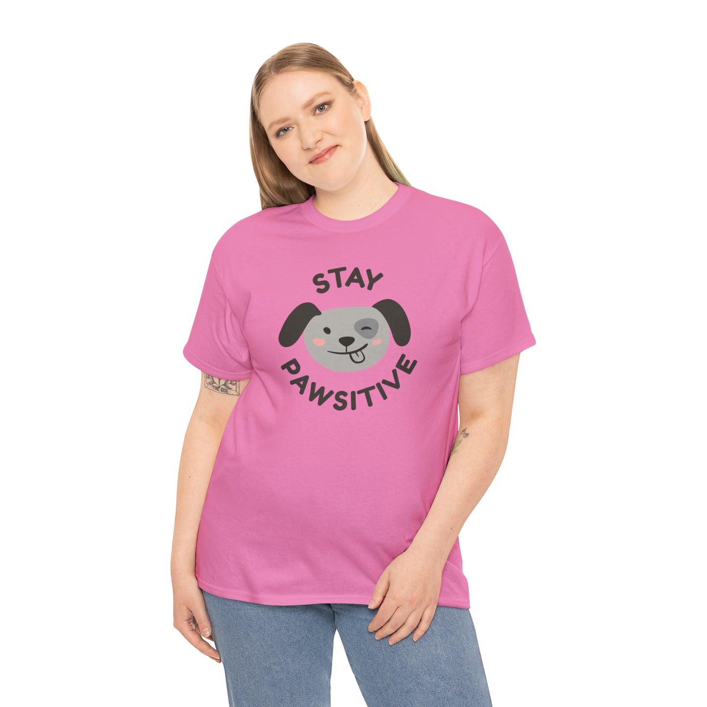 Stay Pawsitive Dog Lover's Cotton T-Shirt