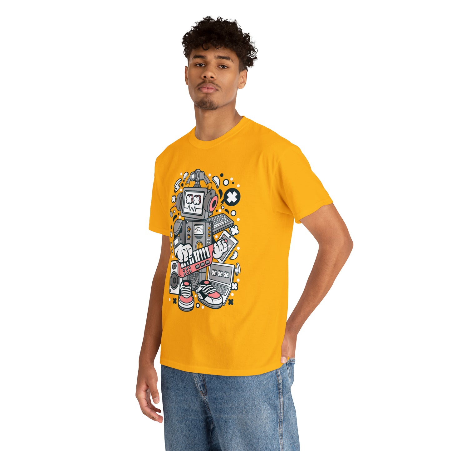 Robot Music Machine Cartoon T-Shirt