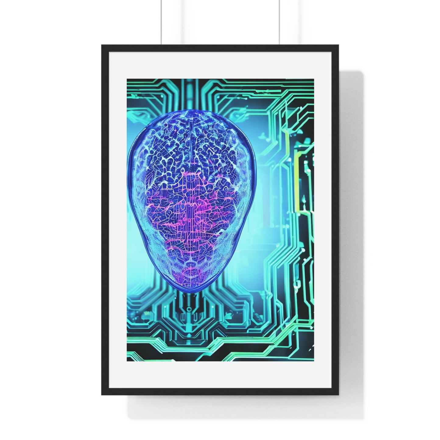 Artificial Intelligence Self Portrait, Psychedelic Framed Art Print 'Designed by AI'