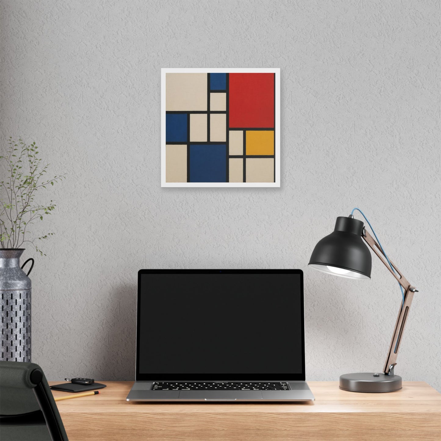 Abstract Artwork in the Style of Piet Mondrian 'Designed by AI' Canvas Art Print