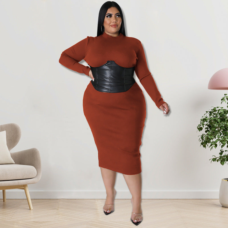 Plus Size Women's Zipper Hit Dress, Spring and Autumn Collection