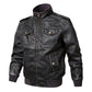 Vireous Large-Size Men's Leather Bomber Jacket