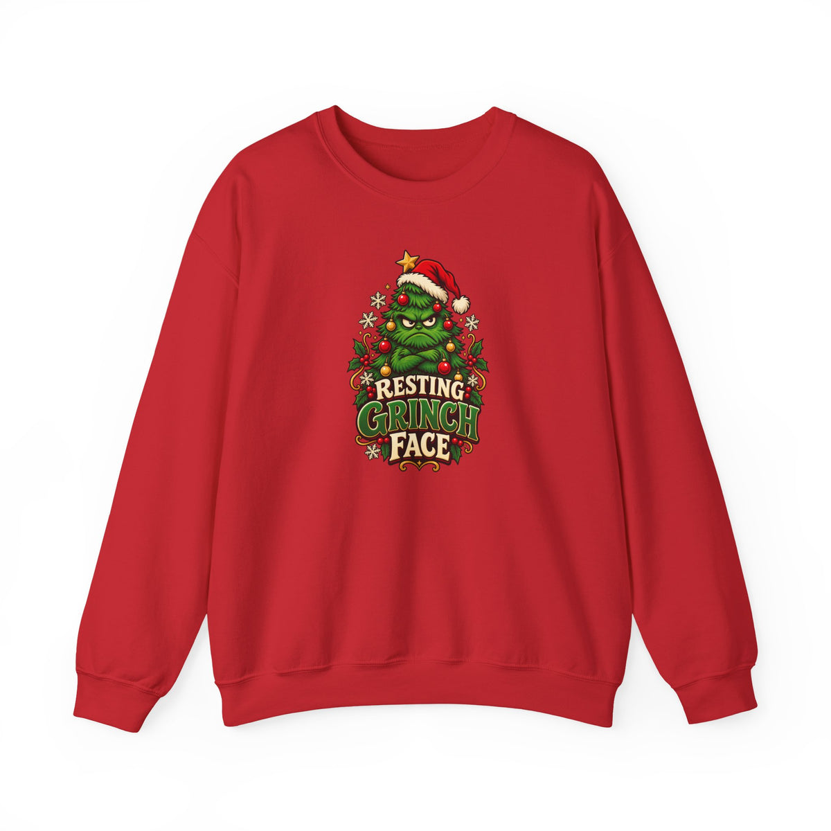 Funny Adult Christmas Jumpers: 'Resting Grinch Face' Christmas Crewneck