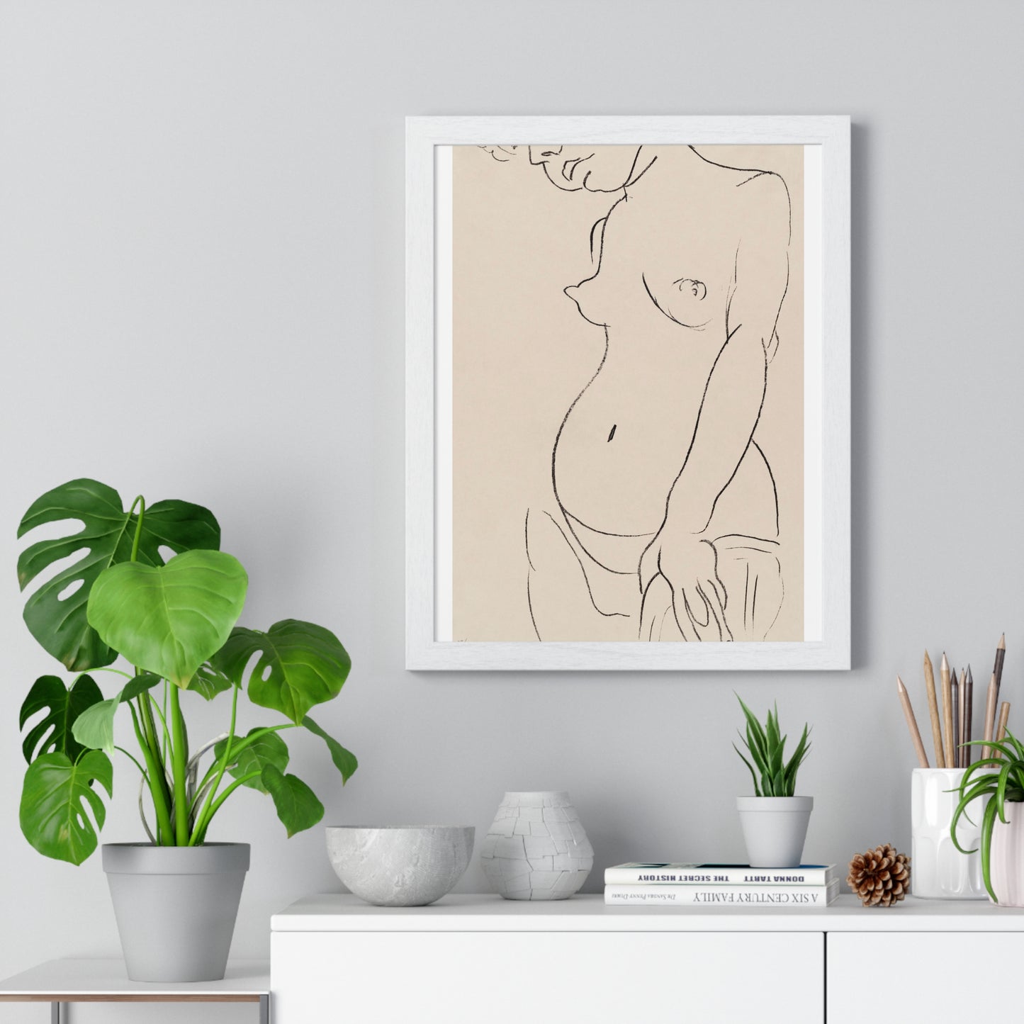 Nude Three Quarters, Part of Head Cropped (1913) by Henri Matisse from the Original, Framed Art Print