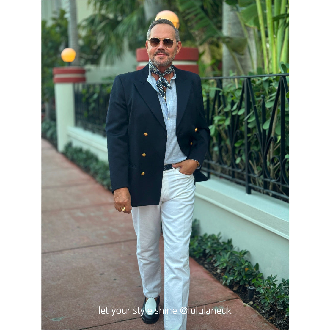 Navy Heritage Paisley Silk Scarf, 53cm Hand-Rolled Unisex Bandana