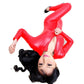 Tight Nightclub Performance Wear, Double Zipper Patent Leather One-Piece Suit