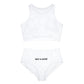 'Not a Dude' Printed Women's White Sporty Bikini Set