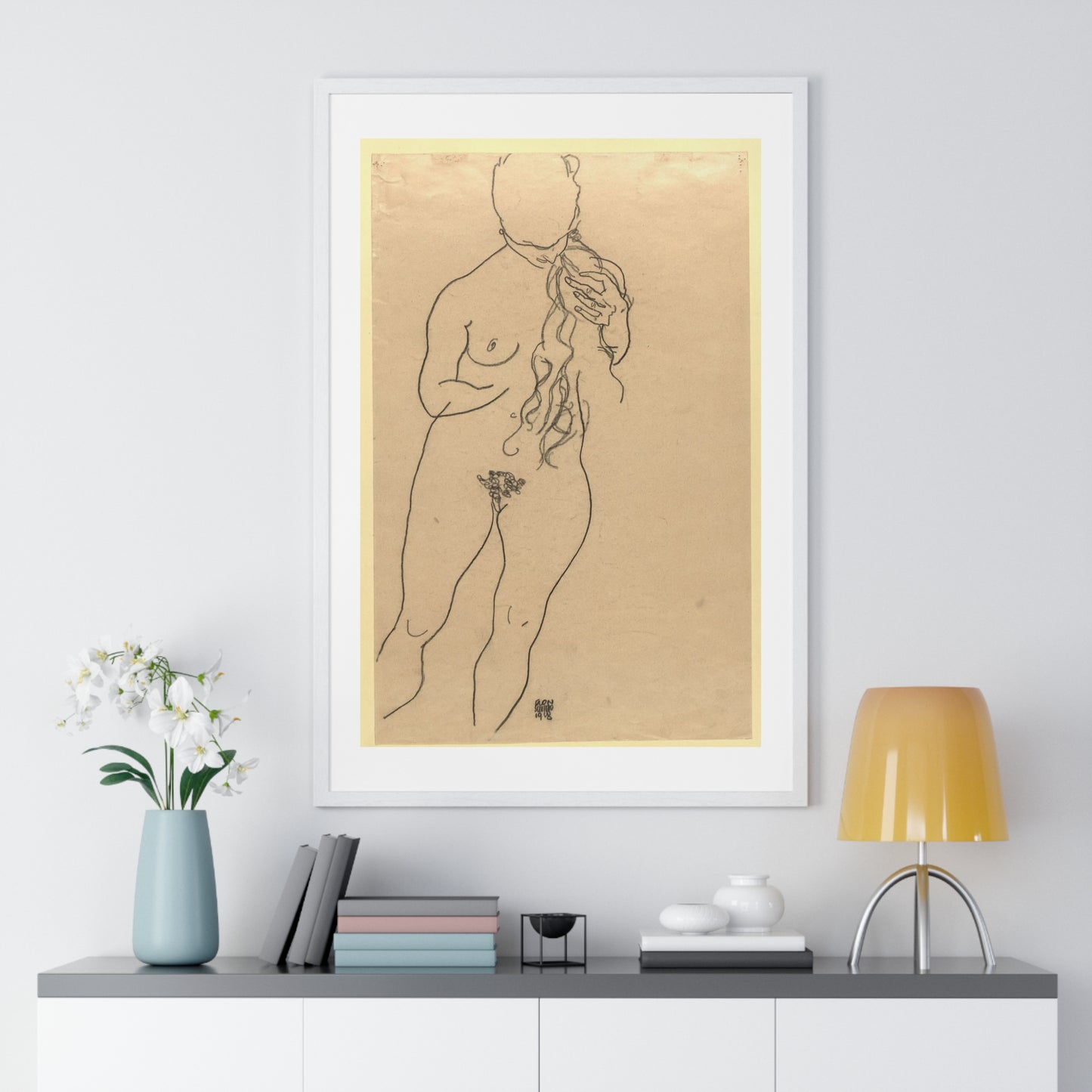 Nude by Egon Schiele, from the Original, Framed Art Print