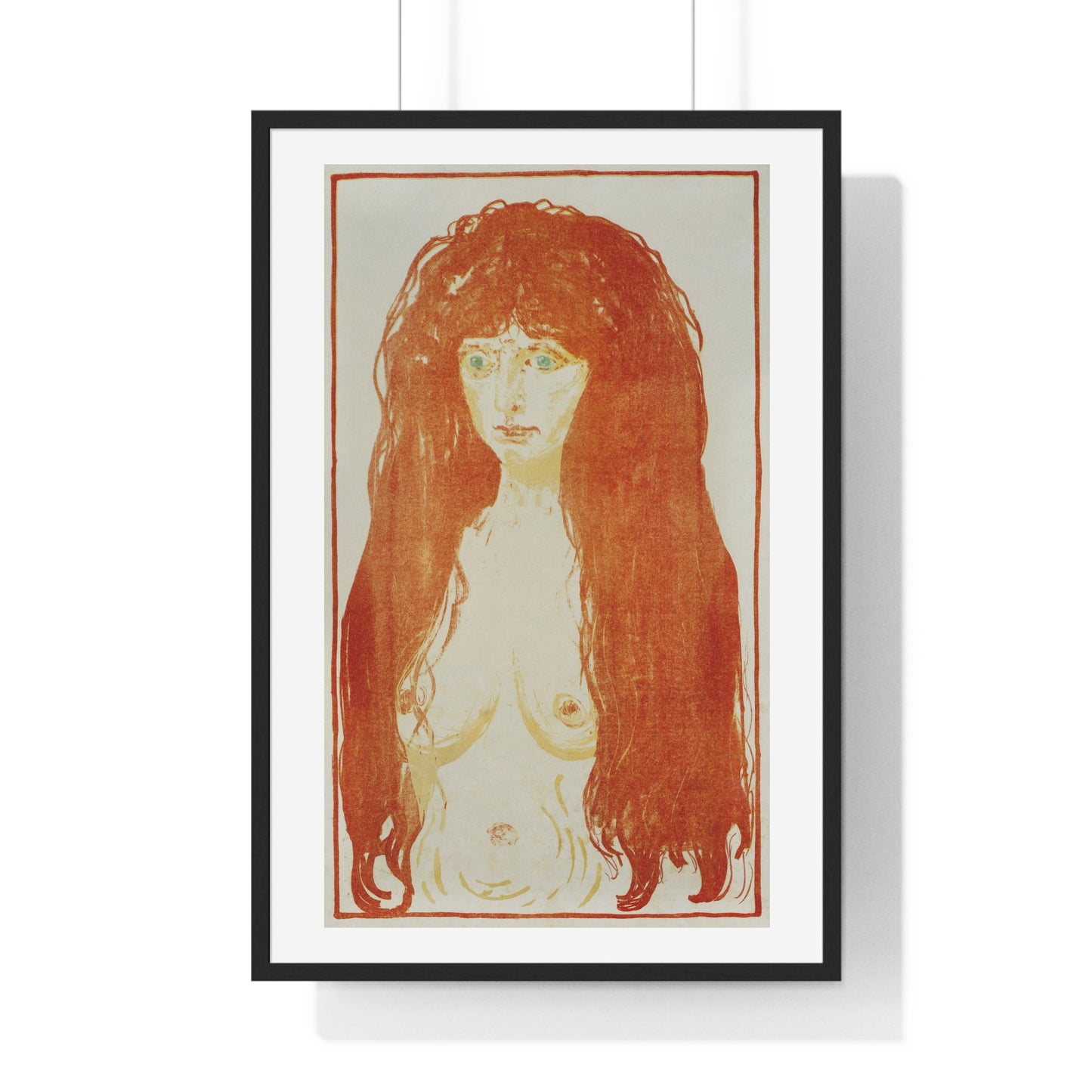 The Sin (Woman with Red Hair and Green Eyes) by Edvard Munch (1902) from the Original, Framed Art Print