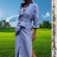 Vireous Women's Summer Striped Shirt Dress with Belt