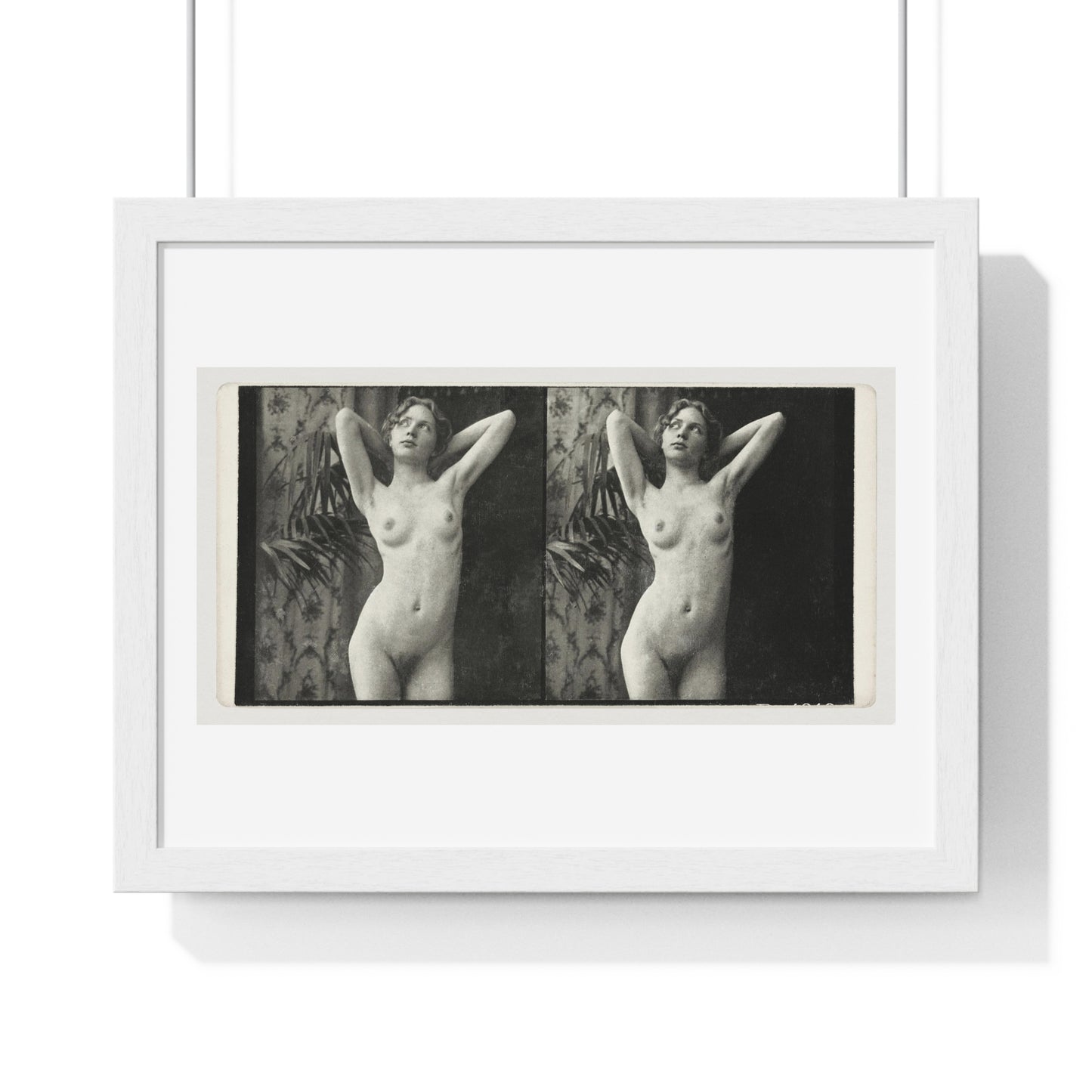 Portrait of a Naked Woman (1873–1910) Vintage Black & White Photography from the Original, Framed Art Print