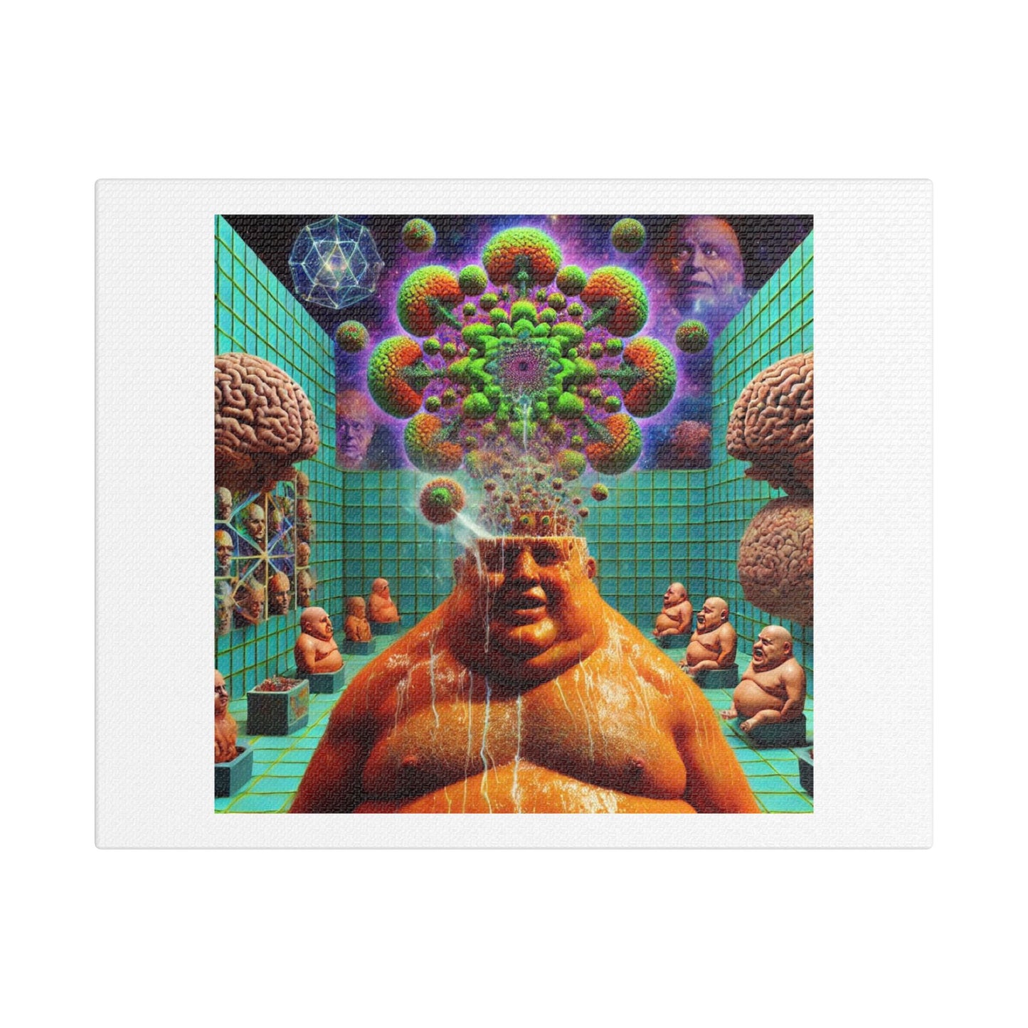 Mind Trip II, Psychedelic Art Print 'Designed by AI' on Satin Canvas, Stretched