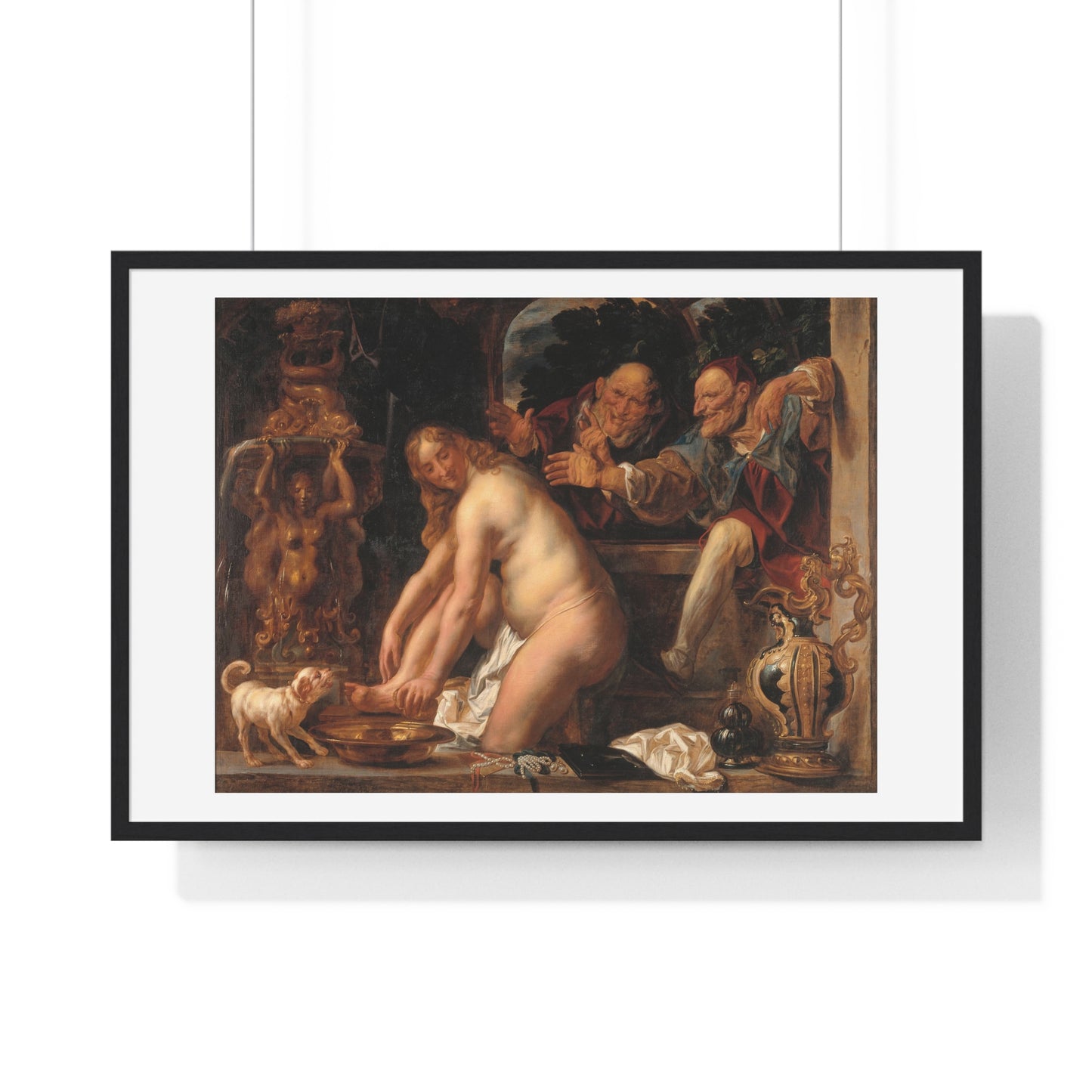 Susanna and the Elders (1653) by Jacob Jordaens, from the Original, Framed Art Print