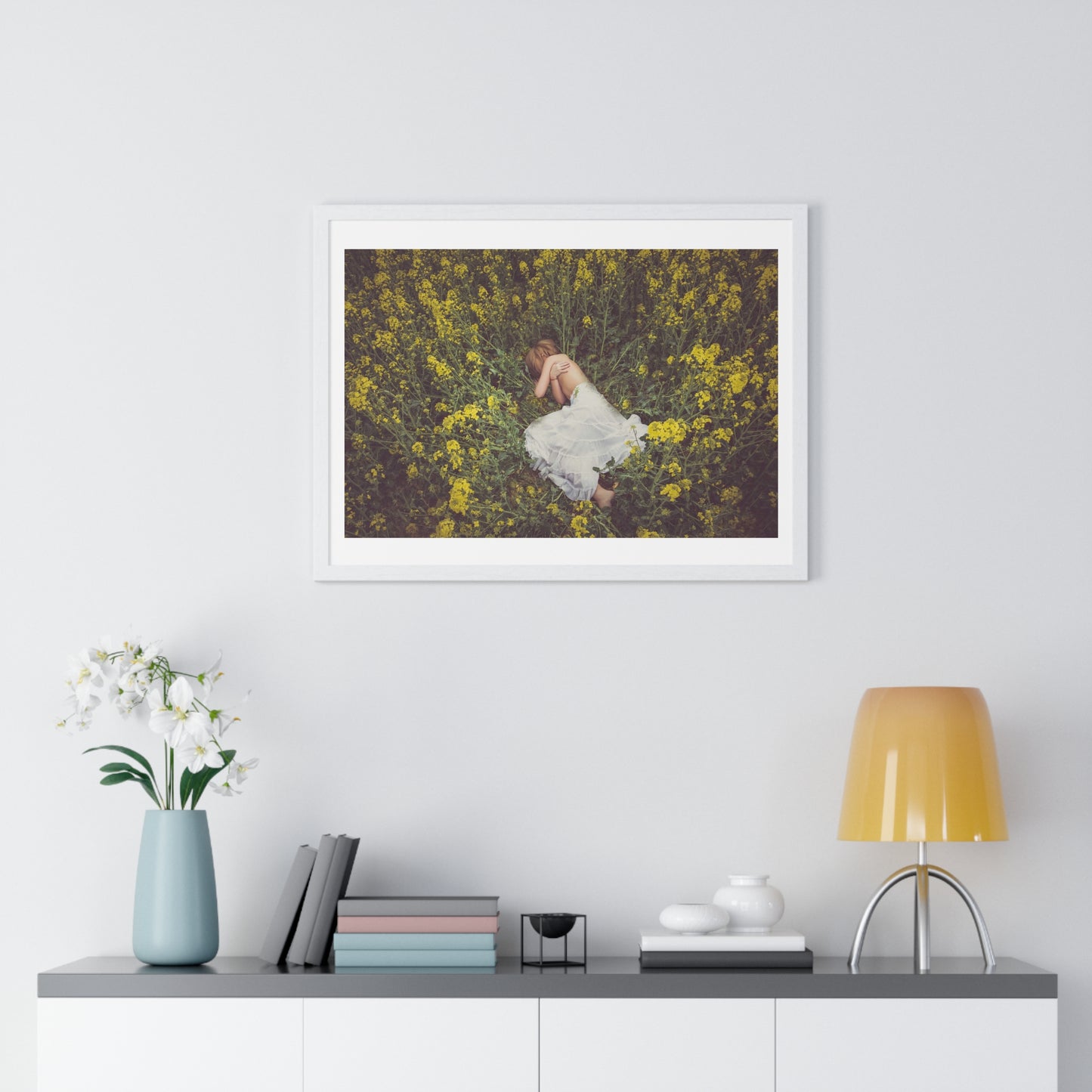 Asleep in the Rapeseed Field 'Designed by AI' Framed Art Print