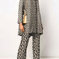 Women's Long-Sleeve Bold Print Barbarella-Style Two-Piece Trouser Suit