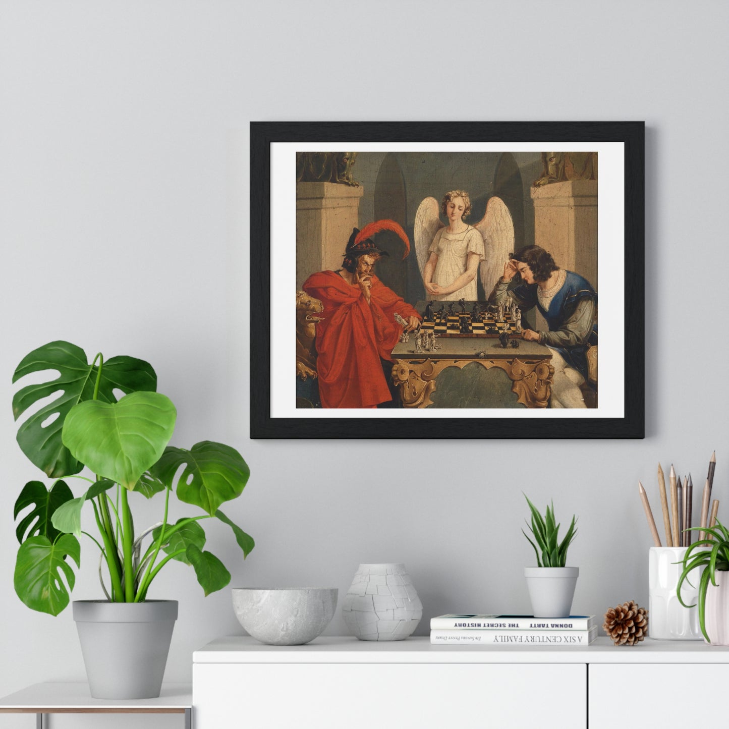 The Devil's Checkmate by Moritz Retzsch (1831) from the Original, Framed Art Print
