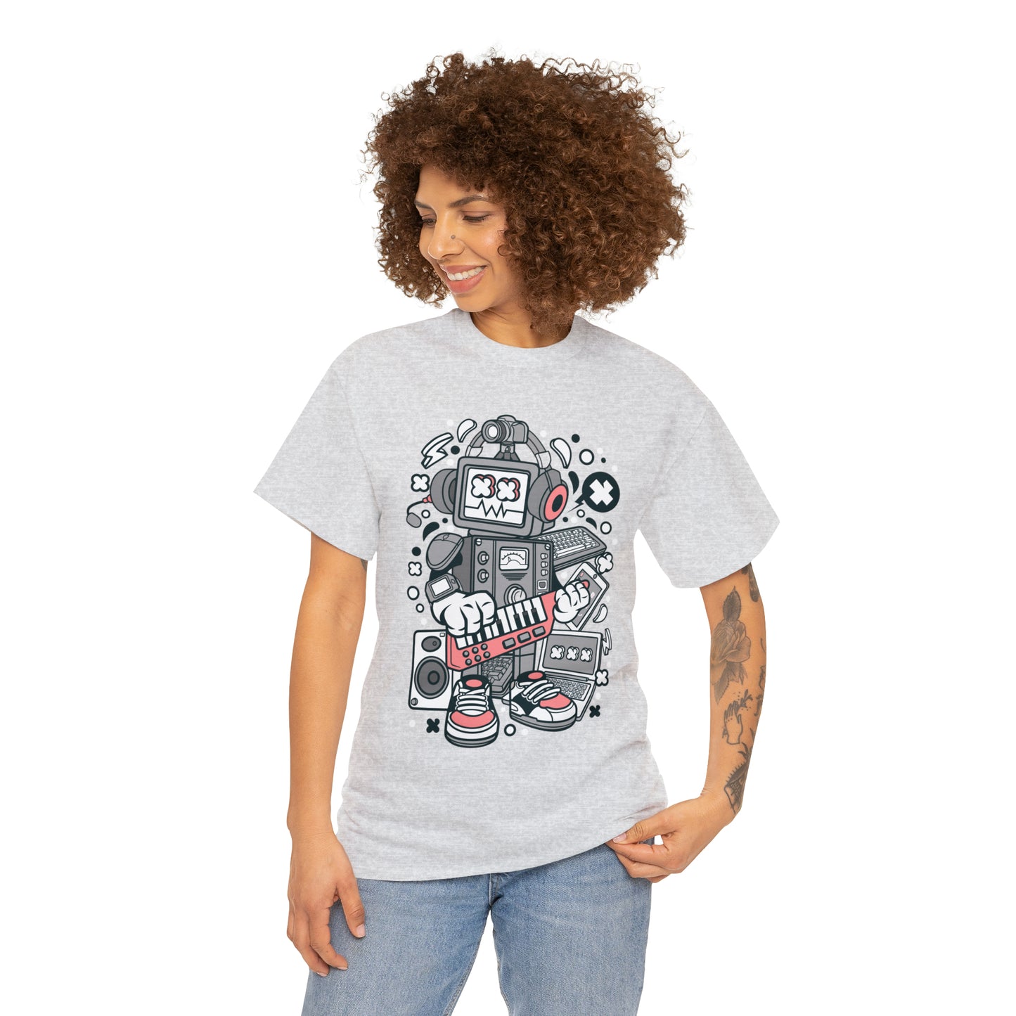 Robot Music Machine Cartoon T-Shirt