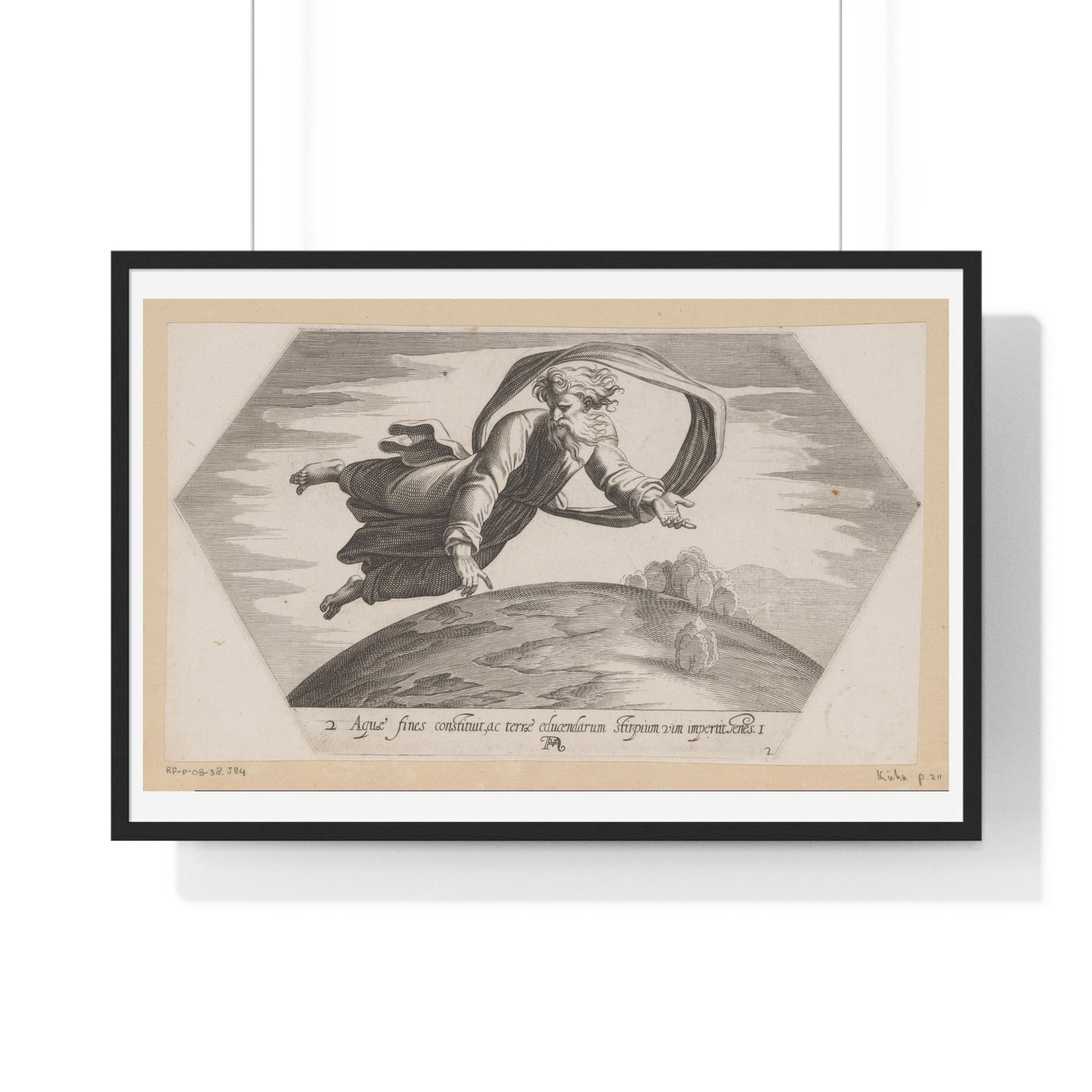 God Scheidt de Wateren (1626) by Francesco Villamena and Rafaël, from the Original, Framed Art Print