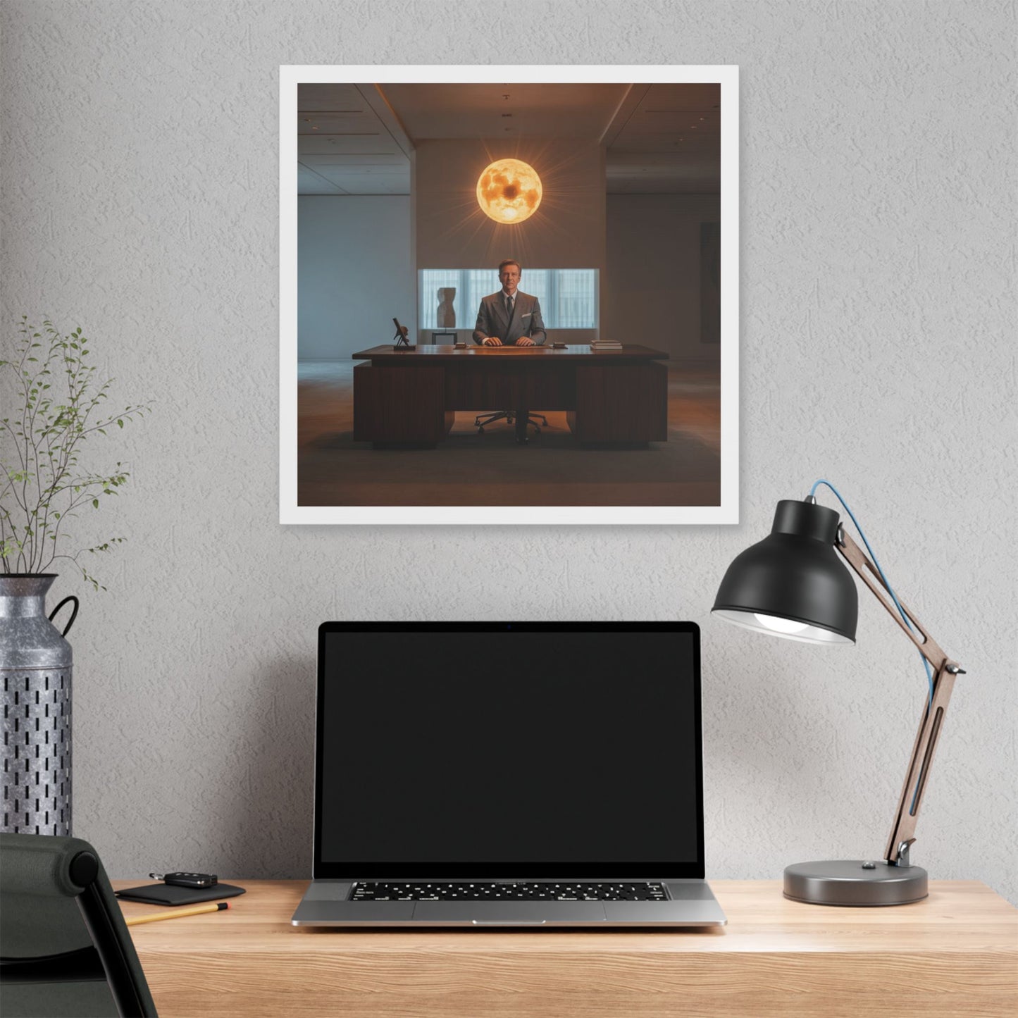 Boss Never Leaves the Building Without His Own Sun 'Designed by AI' Canvas Art Print