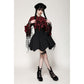 Dark in Love Vampiretta Red Distressed-Effect Frilly Blouse