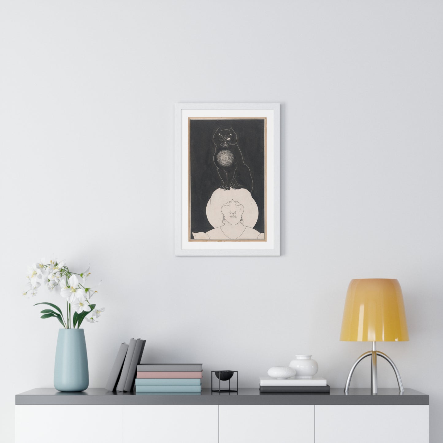 The Black Cat, for Edgar Allan Poe's 'Tales of Mystery and the Imagination' by Aubrey Vincent Beardsley, from the Original, Framed Print