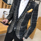 Vireous Men's Plaid Blazer Slim Fit Design