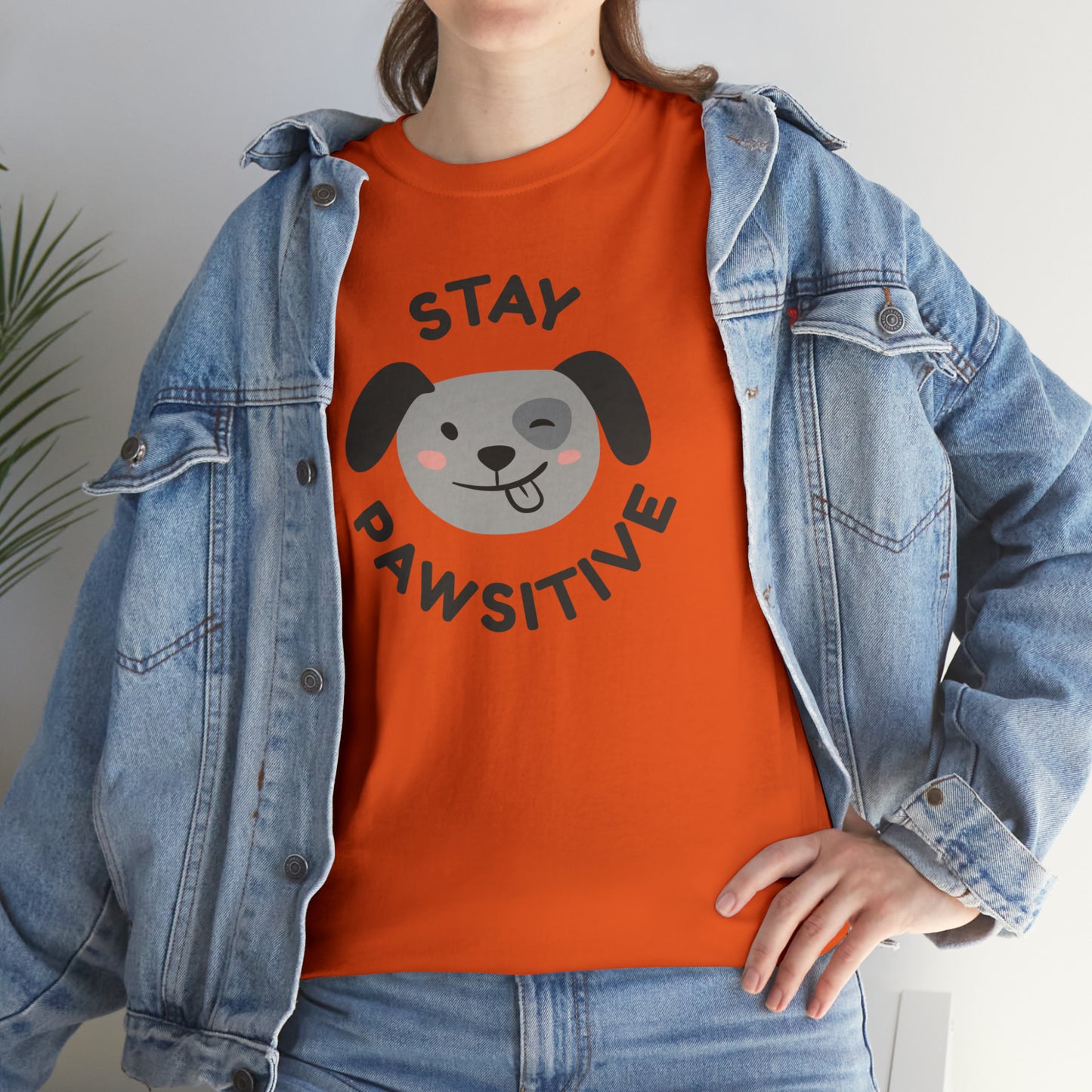 Stay Pawsitive Dog Lover's Cotton T-Shirt