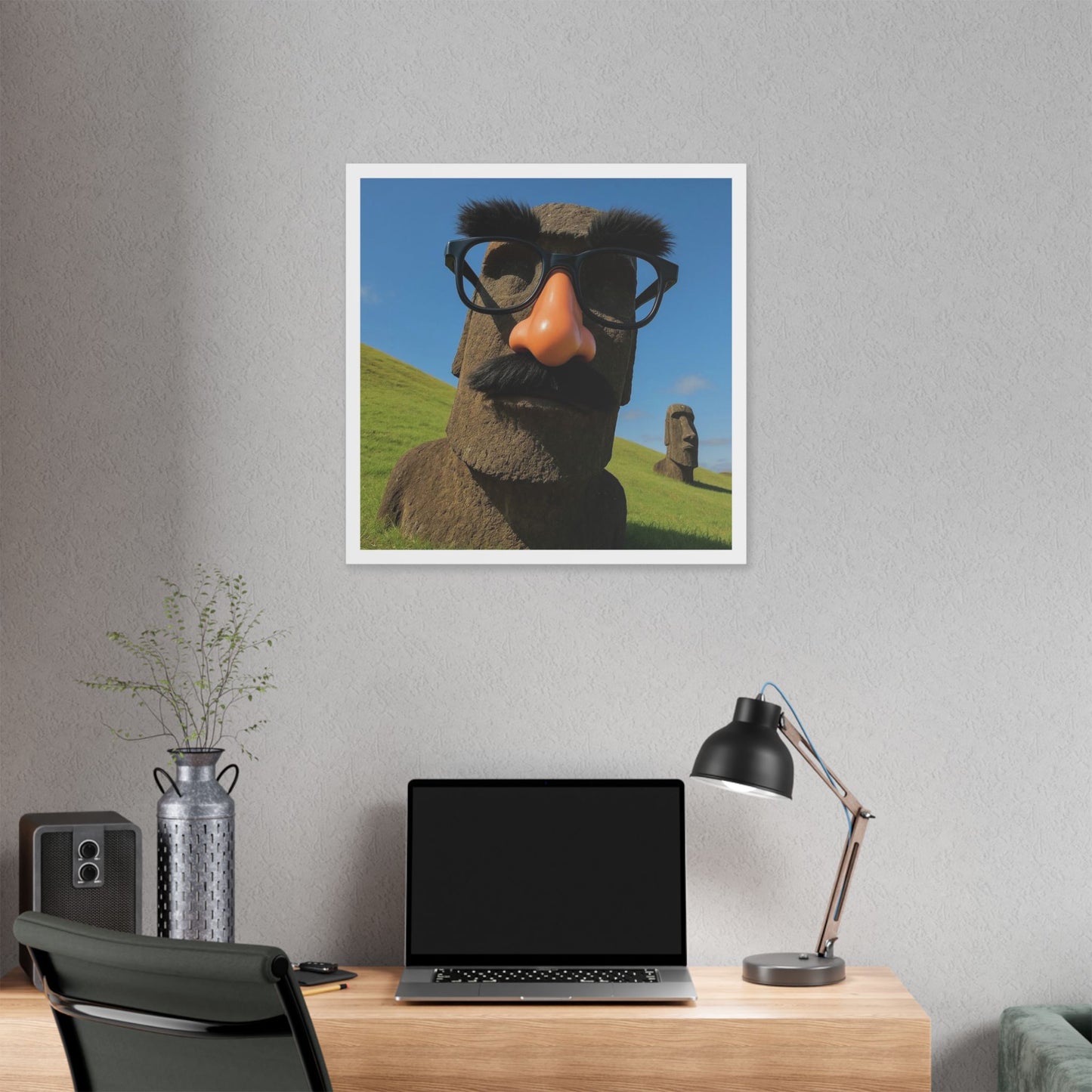 Moai Statues of Easter Island Seen on a Good Day II 'Designed by AI' Canvas Art Print