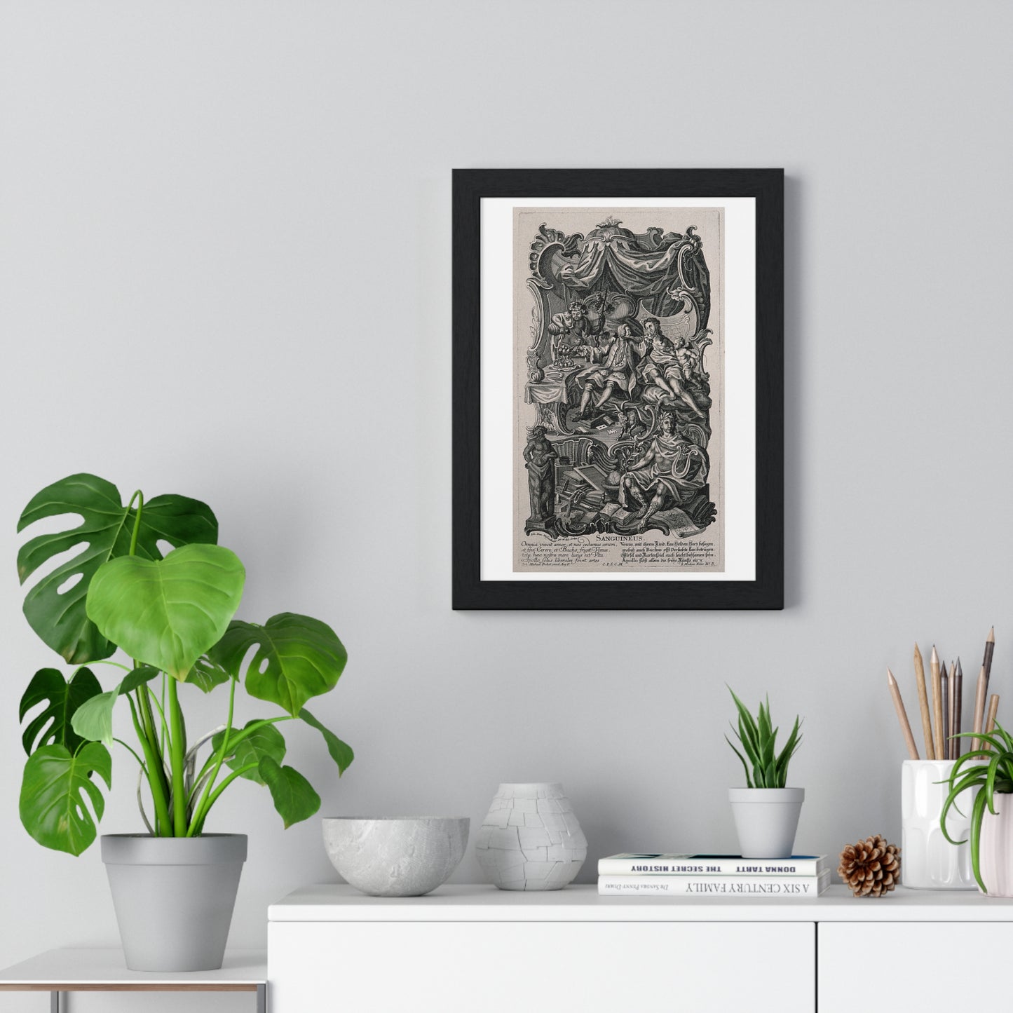 Apollo Presiding Over a Gentleman of Sensual Appetite, Representing the Sanguine Temperament (circa 1750) Johann David Nessenthaler, Framed Print