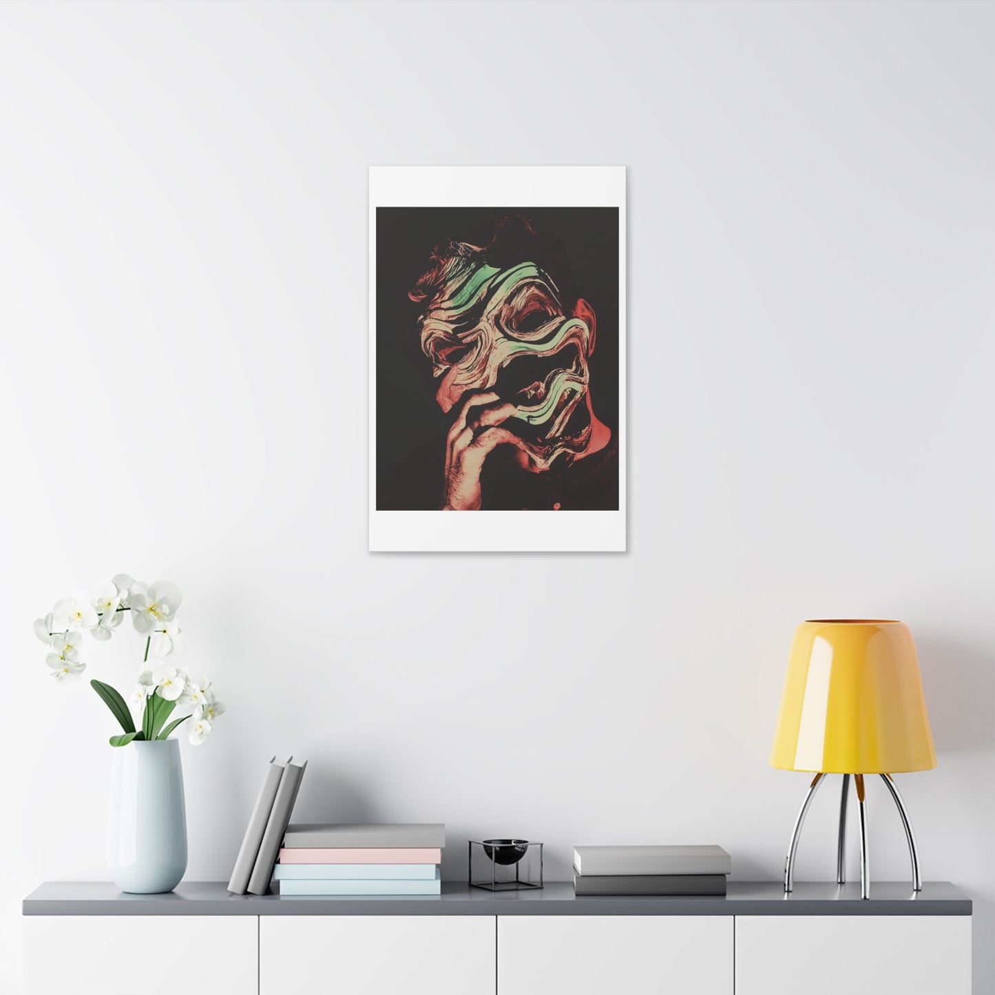 Abstract Male Portrait 'Designed by AI' Satin Canvas Art Print