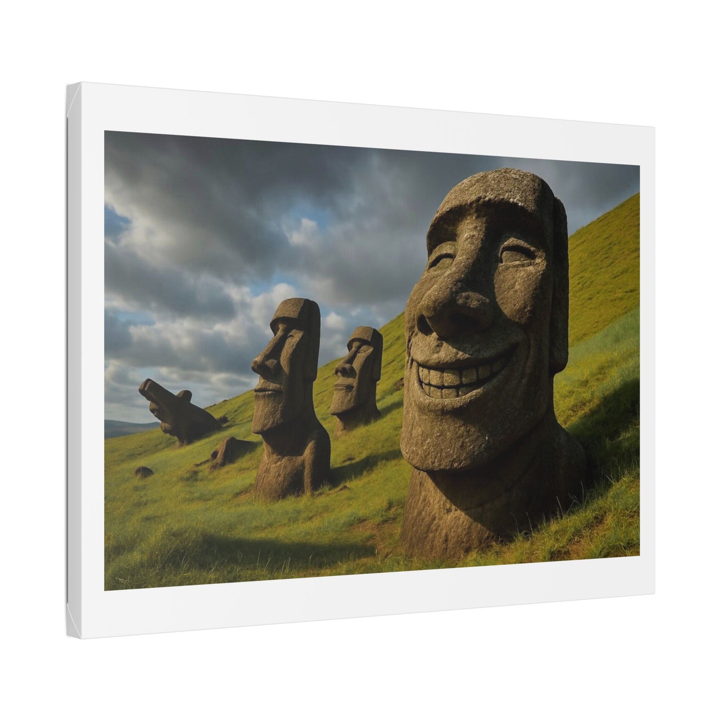 Moai Statues of Easter Island Seen on a Good Day 'Designed by AI' Canvas Art Print