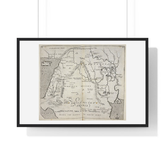 Antique Map of Arabia and Mesopotamia (1621) from the Original Sir Walter Raleigh Manuscript, Framed Print