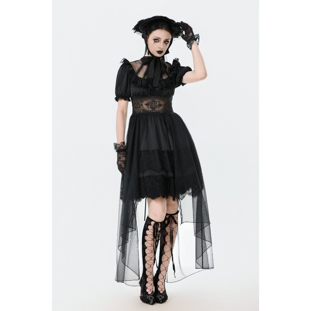 Dark in Love Ebon Rose High-Low Mesh and Lace Goth Dress
