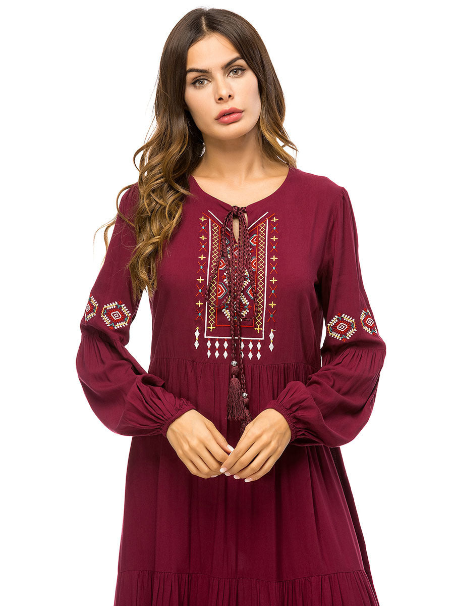 Vireous Embroidered Heritage Robe Long Dress