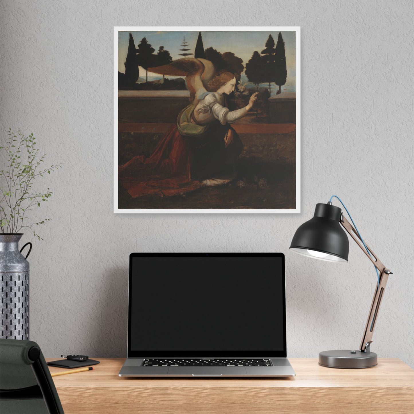 'Angel' Detail Copy After Leonardo da Vinci's Painting Annunciation (1895) by Magnus Enckell, Canvas Art Print